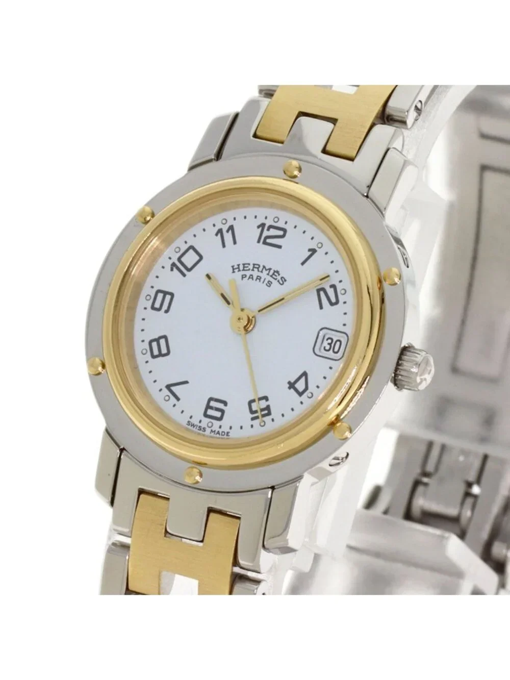 Hermes Clipper SS Watch White